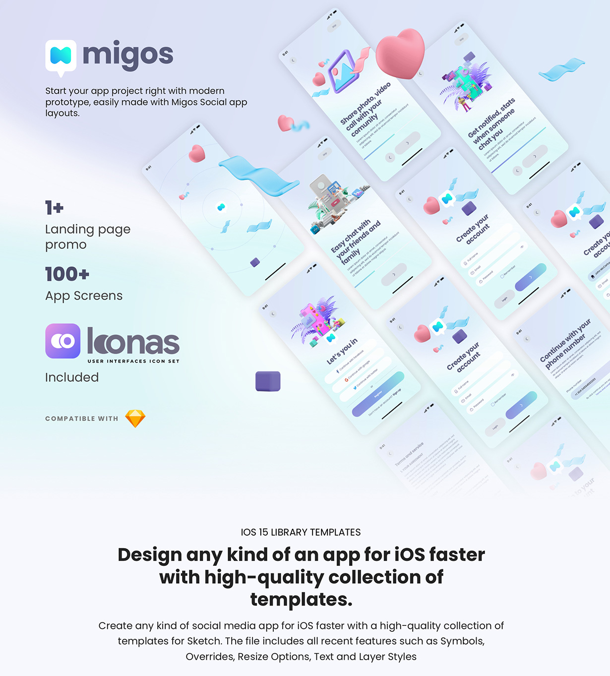 Migos - iOS Social App UI Kit - 1